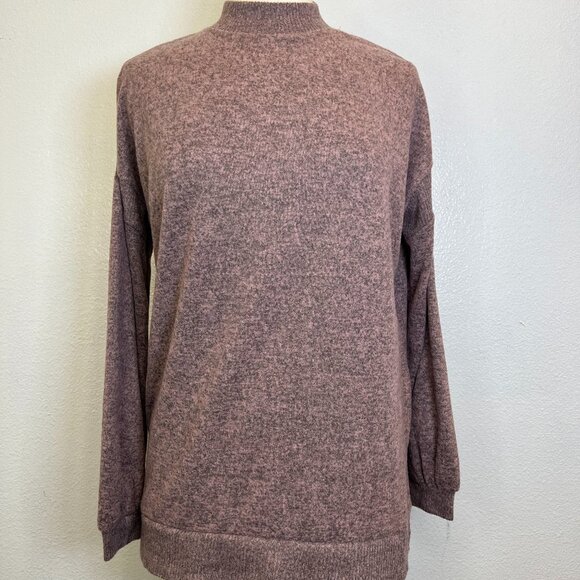C&C California Sweater Heather Pink Casual Long Sleeves Mock Neck Size Medium - Picture 1 of 8